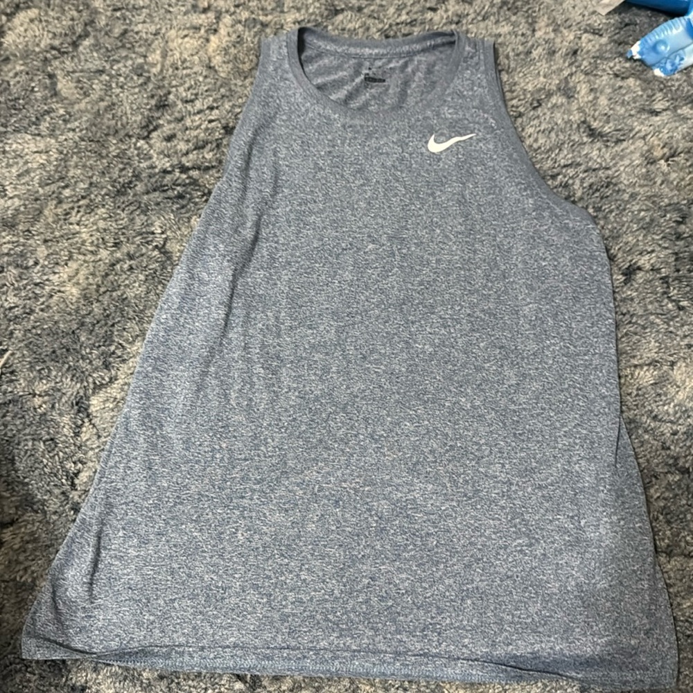 The Nike Tee Running Workout Tank Top Women Sz L Blue Athletic Muscle Sleeveless